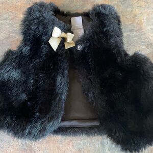 Tahari Faux Fur Black Vest